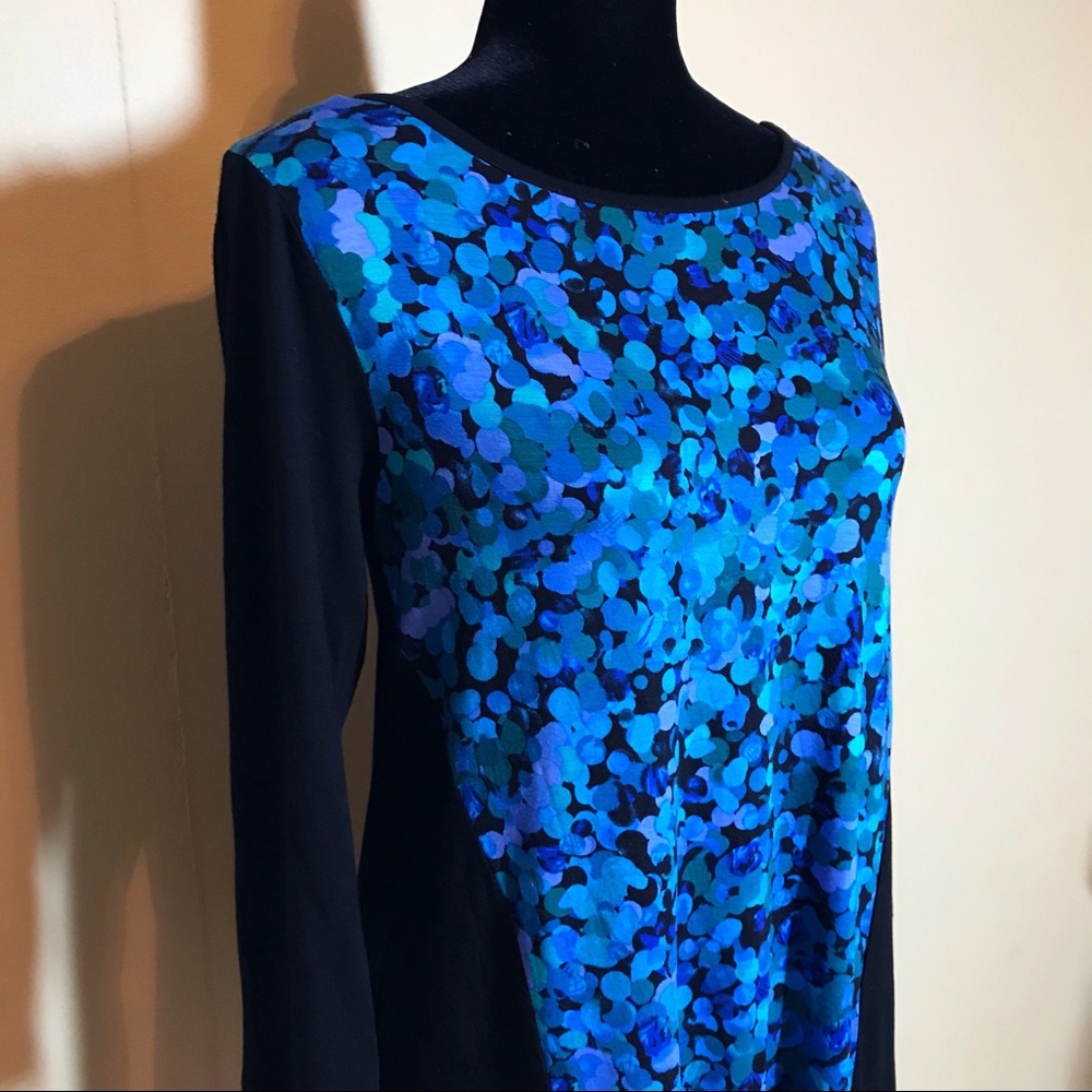 NEW blue multicolor pattern long sleeve blouse